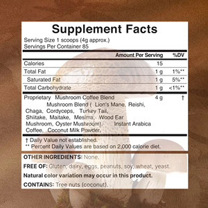Café de Hongos OEM Fácil de Digerir y Apto para Dieta Keto, Apoya la Salud y la Inmunidad, Aumenta la Energía y la Concentración, Sabor Suave, Sin Efecto Estimulante - Product Image 2