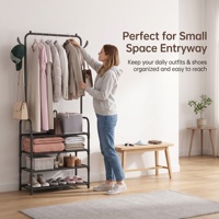 Porte-manteau mural en métal avec étagère à chaussures pour entrée de maison, rangement intérieur pour maison de location