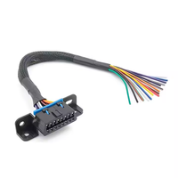 16-Pin OBD2 Buchsenstecker auf offenes OBD-Kabeladapter OBDII DIY Verlängerung Buchse Stecker auf farbiges Blankkabel 16-Pin-Kabel