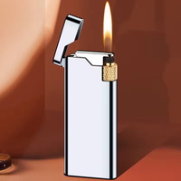 Nouveau briquet à roue mince en métal portable personnalisé, briquet à logo personnalisable au gaz butane, mini allume-cigare, cadeau