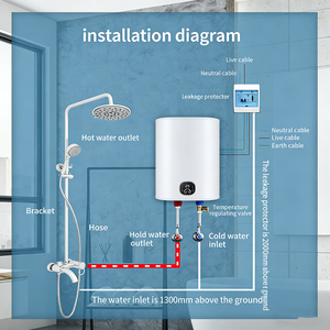 <span class=keywords><strong>Chauffe</strong></span>-<span class=keywords><strong>eau</strong></span> électrique à double réservoir Enamei, capacité 30/50/80/100 litres, boîtier <span class=keywords><strong>vertical</strong></span> <span class=keywords><strong>plat</strong></span> en plastique, indice de protection IPX4, pour salle de bain et cuisine - Product Image 3