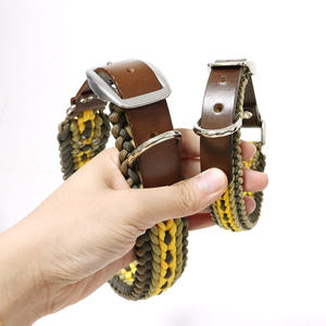Handgemaakte Luxe Halsband Voor Kleine Grote Rassen Geel Paracord Gepersonaliseerde Kenmerken Lederen Materiaal Voor Het Trainen Van Huisdier Halsband - Product Image 3