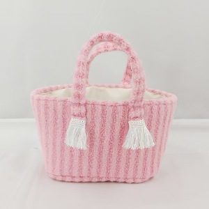 Bolso Tote Tejido en Colores Pastel con Asas Dobles, Elegante Cesta de Almacenamiento para Artículos Esenciales de Mujer - Product Image 1