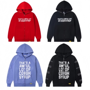 Sudadera con capucha para hombre de marca de diseñador al por mayor con estampado de letras y diseño 'THAT'S AWFUL LOT OF COUGH SYRUP', estilo streetwear - Product Image 1