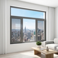 Ventanas Modernas de Aluminio Abatibles con Doble Vidrio Templado, Certificación Energy Star, Resistentes al Viento, para Dormitorios de Villas y Uso Doméstico