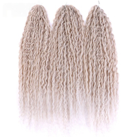 Extensions de Cheveux Synthétiques Tressés au Crochet, Ombré Blond, Bouclés Kinky, Résistants à la Chaleur, en Fibre Premium de Haute Qualité pour Vente en Gros