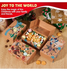 Window baked Christmas cookie box for pastries, cupcakes, brownies, brown Kraft <b>baking</b> boxes - Product Image 2