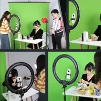 Kamera ponsel pintar, alat merekam Video siaran langsung fotografi siaran langsung dengan latar belakang dudukan pendukung