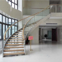 Escaliers Courbes sur Mesure avec Garde-Corps en Verre Trempé Style Minimaliste Escaliers Courbes pour Bâtiments Résidentiels