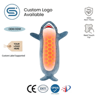 Coussin chauffant électrique 3 vitesses avec minuterie, en forme de requin en peluche personnalisé, pour bureau et maison, chauffe-mains