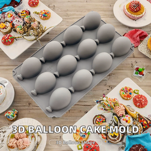 Molde de silicona 3D para globos, molde para pastel de mousse con diseño de globos pequeños y alegres, molde de silicona para chocolate con 12 cavidades en forma de globo para dulces - Product Image 2