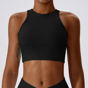 Soutien-gorge <span class=keywords><strong>de</strong></span> sport sans manches pour femmes Lady Gather Shockproof Gym Vest Female Round Neck Crop <span class=keywords><strong>Running</strong></span> Top - Product Image 2