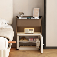 Table de chevet intelligente verrouillable en bois, multifonctionnelle, avec chargeur sans fil, rangement sécurisé, mobilier de chambre moderne