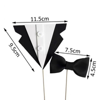Accesorios para hornear artículos hombre serie pastel Topper Caballero señor pajarita negra traje de negocios papá Día del Padre decoración de la torta