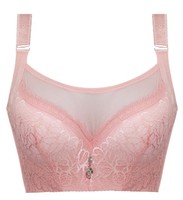 Soutien-gorge confortable en nylon brodé de dentelle fine pour femme, grande taille, sans couture, push-up, fermeture avant, lingerie sexy