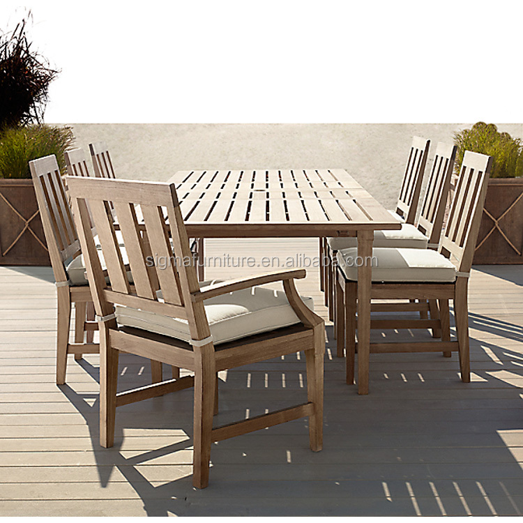 simple style garden outdoor furniture patio furniture teak rectangular dining table and chairs dining set