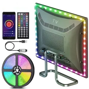 Bande lumineuse LED 3V 5V 12V 24V SMD5050 RGB flexible pour décoration de chambre à coucher intérieure