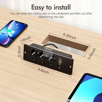Prise intégrée EU KR avec USB Type-C, prise de courant de bureau dissimulée, multiprise intégrée pour mobilier de bureau