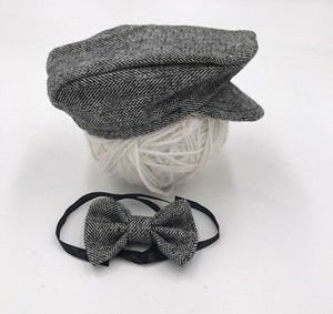 Oggetti di scena fotografici neonati cappello a cilindro bambino gentiluomo papillon + berretto da baseball cappello fotografia per bambini - Product Image 1