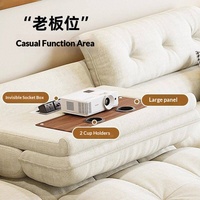 Canapé-lit électrique multifonctionnel style crème intelligent avec table basse escamotable et dossier séparé en tissu chenille pour salon