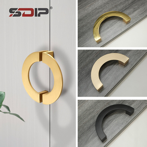 Modern Kitchen Hotel Furniture Hardware Zinc Cabinet <strong>Door</strong> Wardrobe Drawer Half Moon Handle Brushed Brass Circle Handles <strong>Bedroom</strong> - Product Image 4