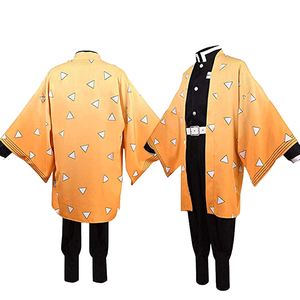 Adulte et enfants Anime Agatsuma <span class=keywords><strong>Zenitsu</strong></span> Cosplay Costume <span class=keywords><strong>Kimono</strong></span> uniforme Halloween fête Costumes - Product Image 4