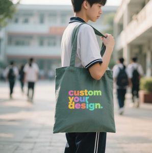 Bolsa de compras de algodón de lona reutilizable ecológica con logotipo personalizado impreso - Product Image 6