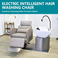 Fauteuil de lavage de cheveux moderne avec bac en céramique et lit de spa en cuir PU pour la coiffure