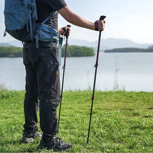 MBC Outdoor Trekking Poles Carbon Fiber Ultralight Telescopic Hiking Sticks Three Section Climbing Trekking Cane External <b>Lock</b> - Product Image 1