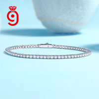 Bracelet tennis serti de diamants de 2 mm, moissanite, argent sterling 925, bijoux fins, plaqué or, bracelet pour femme en moissanite