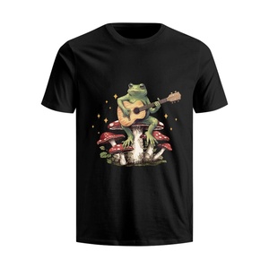 OEM vente en gros guitare grenouille conception coton hommes femmes noir t-shirt 2D imprimé logo personnalisé à manches courtes surdimensionné t-shirts chemises - Product Image 1
