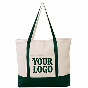 Sac fourre-tout en toile de coton personnalisé, robuste et de haute qualité, avec fermeture éclair, pour la plage, les voyages et le shopping - Product Image 1