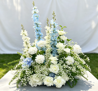 Arrangements de fleurs artificielles en soie, centre de table pour mariage, Noël, Nouvel An, blanc et bleu, assortiment fait main, aspect naturel et réaliste