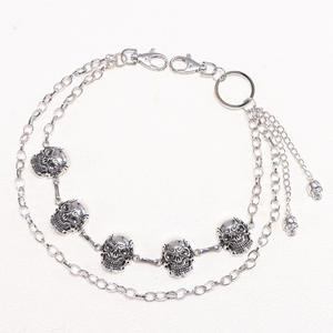 Cadena de cintura punk multicapa de mezclilla con calavera, cadena corporal de moda casual de plata tibetana - Product Image 3