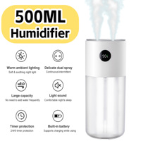 Humidificateur d'air portable 500 ml, électrique, rechargeable par USB, ultrasonique, brume froide, mini humidificateur d'air, lumière LED, utilisation sur table