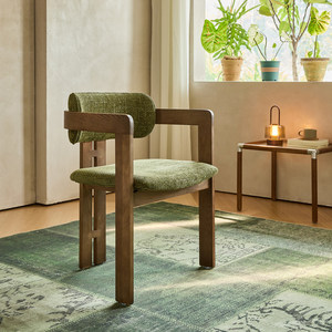 Sedia da Pranzo in Legno Massello, Struttura in Noce, Seduta in Paglia, Cuscino in Velluto, Design Moderno di Lusso Nordico per Casa, Hotel, Ristorante - Product Image 1