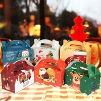Boîte à emporter pliable en kraft conçue sur mesure, mignon emballage alimentaire en papier, poulet frit de qualité pour enfants, joyeux repas, stockage de gâteaux