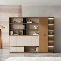 Armoires de classement modernes en bois massif - Rangement modulaire durable grande capacité avec serrures, couleurs personnalisables pour appartement, maison, bureau, salon