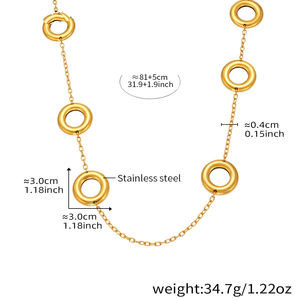 Kadın Trendy 18K altın PVD paslanmaz çelik bağlantı zinciri uzun kollu kazak aksesuar hediye için yuvarlak geometri kolye kolye - Product Image 5