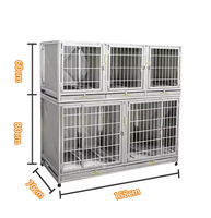 Cage d'hôpital vétérinaire double couche en acier inoxydable pour chiens et chats, design respirant, style classique de luxe, pour l'extérieur