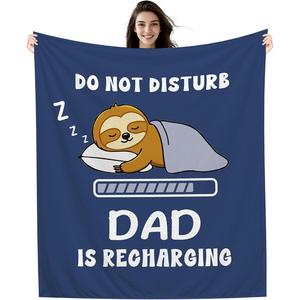 <b>Blue</b> Sloth Dad Recharging Flannel <b>Blanket</b> <b>Throw</b> <b>Blanket</b> Nap <b>Blanket</b> Machine Washable Fade Resistant for Bed Sofa Couch Wholesale - Product Image 1