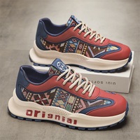 Chaussures décontractées pour hommes à blocs de couleur, printemps/été, confortables, polyvalentes, à lacets, baskets de sport tendance, imprimées, style Dad Shoes en PU