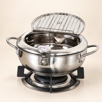 Friteuse en acier inoxydable avec fond double couche, indicateur de température et couvercle anti-éclaboussures pour usage domestique et restauration