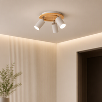 Plafonnier LED en bois et aluminium de style nordique, à intensité variable, orientable, pour couloir, salon, montage en surface