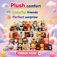 Peluche mini panda mignon kawaii 24 cm avec pull tricoté, pour machine à griffes, prix d'arcade et carnaval, commande en gros