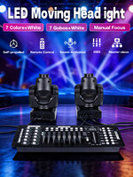 Projecteurs de scène LED mobiles 60W DMX512 avec télécommande, 8 gobos RGBW 8 couleurs, activation sonore, rotation 540°, inclinaison 270°, pour DJ et mariages