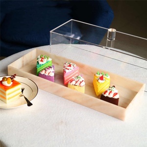 Rectangle Clear Marble Lucite Acrylic Cake <b>Display</b> <b>Cases</b> Customized Color Logo Customized Shape 3-5mm Thick Professional Service - Product Image 4