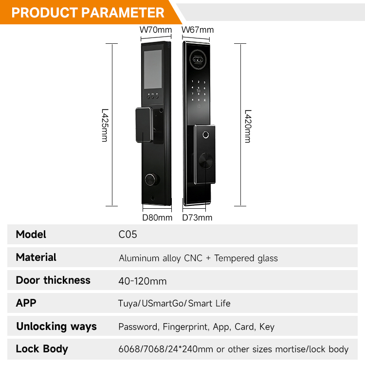 UIELOCK C05 Smart Door Lock 3D Face Recognition RFID APP Remote Control WiFi Camera Cloud Aluminum Compatible 4.5" Screen · image 4