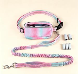 Designer Gradient Pet Leash Custom Logo Reflective Sports Waist Pack Bungee <b>Dog</b> Leash - Product Image 1