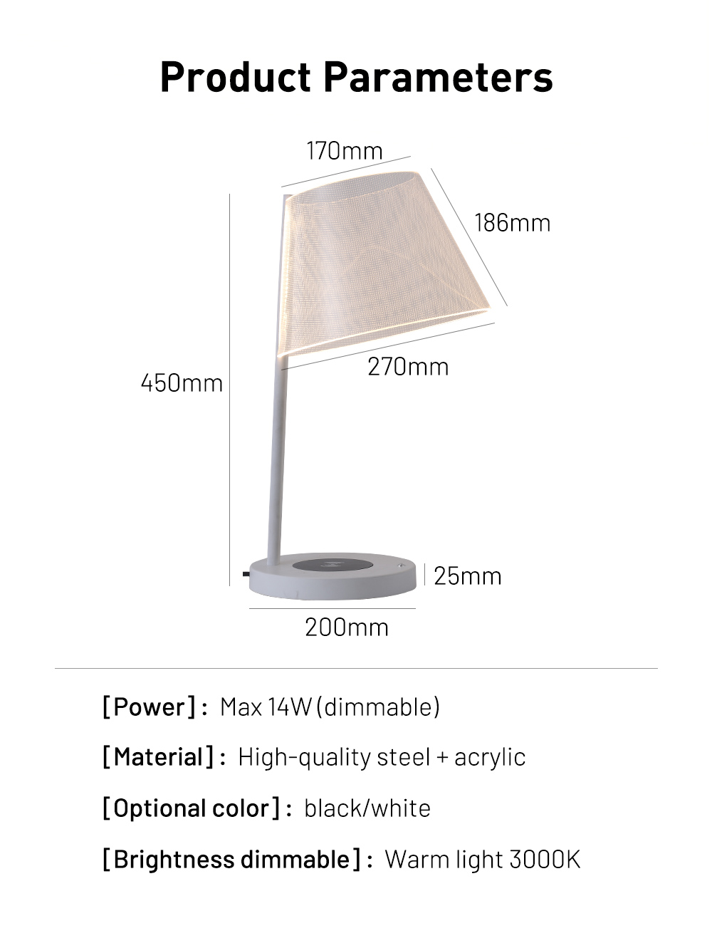 Dimmable 9w Bed Side Wireless Charging Table Lamp With Usb Charging Port